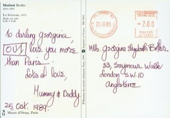 James Jennifer Georgina – Postcard stamped on Thursday, October 26, 1989