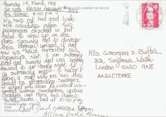 James Jennifer Georgina – Postcard stamped on Thursday, March 14, 1991