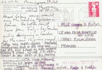 James Jennifer Georgina – Postcard stamped on Tuesday, July 2, 1991