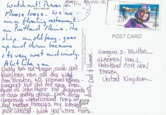James Jennifer Georgina – Postcard stamped on Monday, August 12, 1991