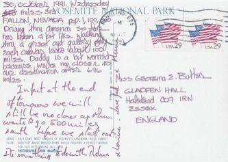 James Jennifer Georgina – Postcard stamped on Wednesday, October 30, 1991