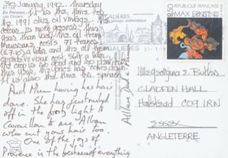 James Jennifer Georgina – Postcard stamped on Thursday, January 30, 1992