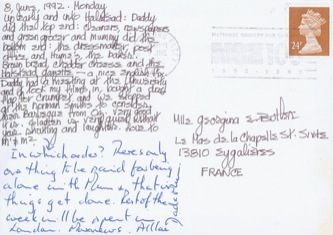 James Jennifer Georgina – Postcard stamped on Monday, June 8, 1992