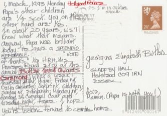 James Jennifer Georgina – Postcard stamped on Monday, March 1, 1993