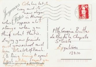 James Jennifer Georgina – Postcard stamped on Friday, March 12, 1993