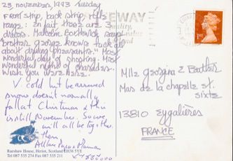 James Jennifer Georgina – Postcard stamped on Tuesday, November 23, 1993