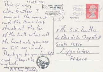 James Jennifer Georgina – Postcard stamped on Saturday, May 13, 1995