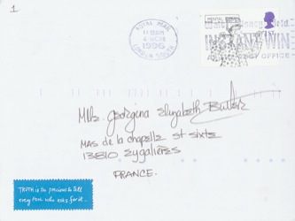 James Jennifer Georgina – Postcard stamped on Friday, March 1, 1996
