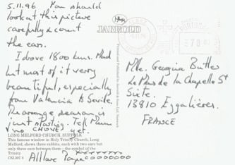 James Jennifer Georgina – Postcard stamped on Tuesday, November 5, 1996