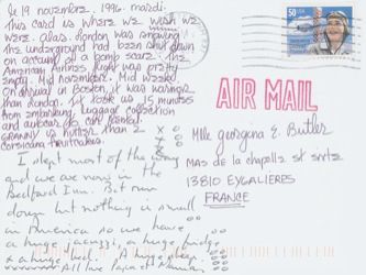 James Jennifer Georgina – Postcard stamped on Tuesday, November 19, 1996