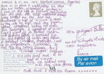 James Jennifer Georgina – Postcard stamped on Saturday, May 10, 1997