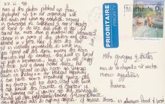 James Jennifer Georgina – Postcard stamped on Sunday, March 22, 1998