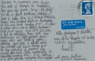 James Jennifer Georgina – Postcard stamped on Wednesday, November 3, 1999