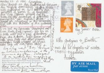 James Jennifer Georgina – Postcard stamped on Monday, November 22, 1999